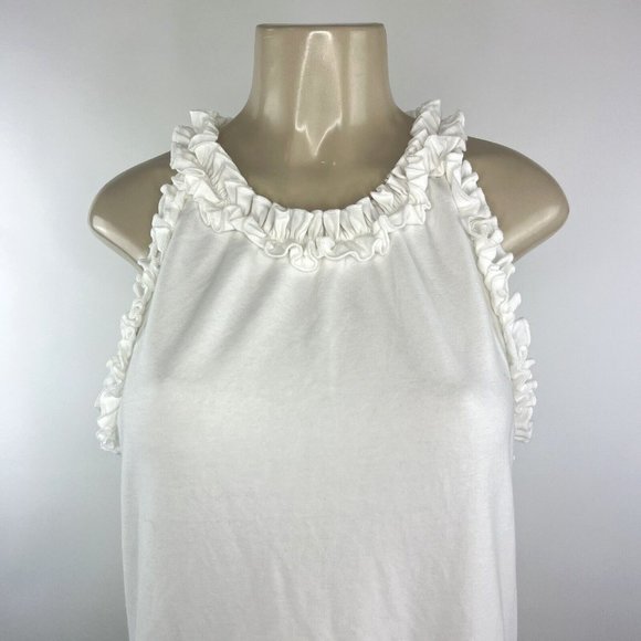 Sundays Larissa Dress Size L White Sleeveless Ruffled Drawstring Anthropologie - Picture 4 of 11